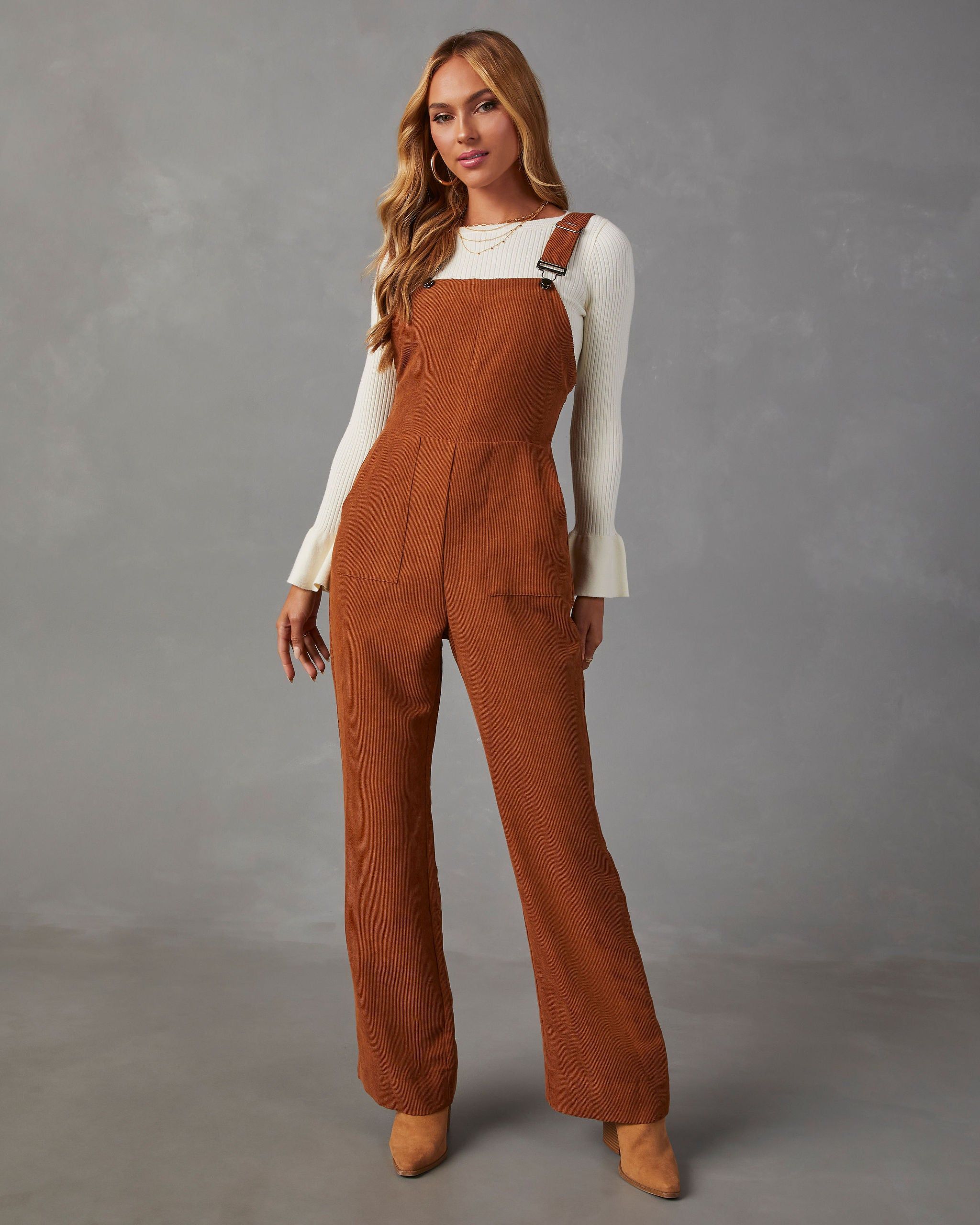 Fall Campfire Corduroy Jumpsuit - Rust sold by Vici product image thumbnail 3