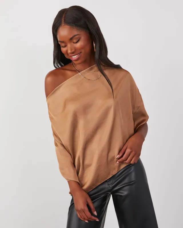 Jones Satin Draped Short Sleeve Blouse made by Vici