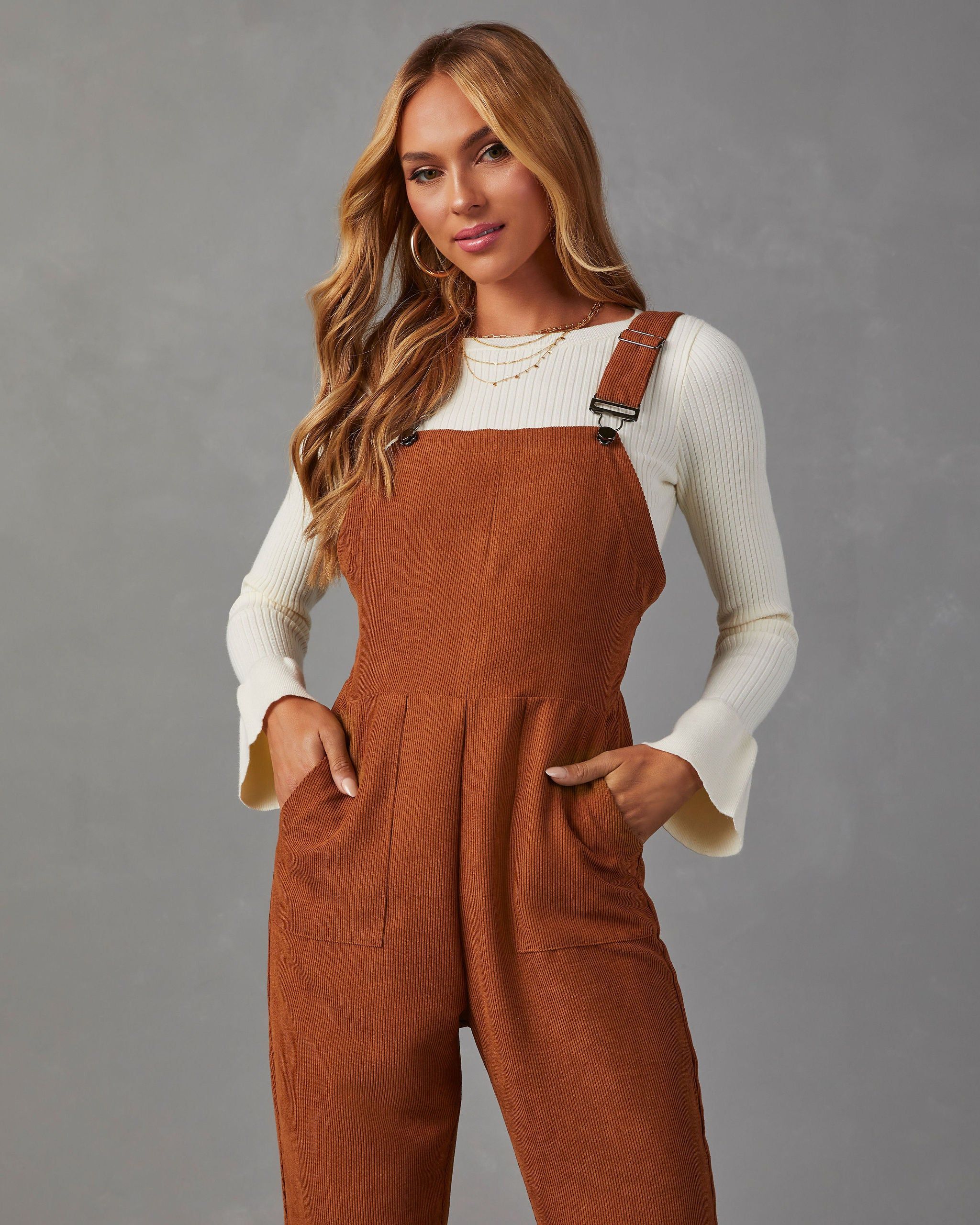 Fall Campfire Corduroy Jumpsuit - Rust sold by Vici product image thumbnail 5