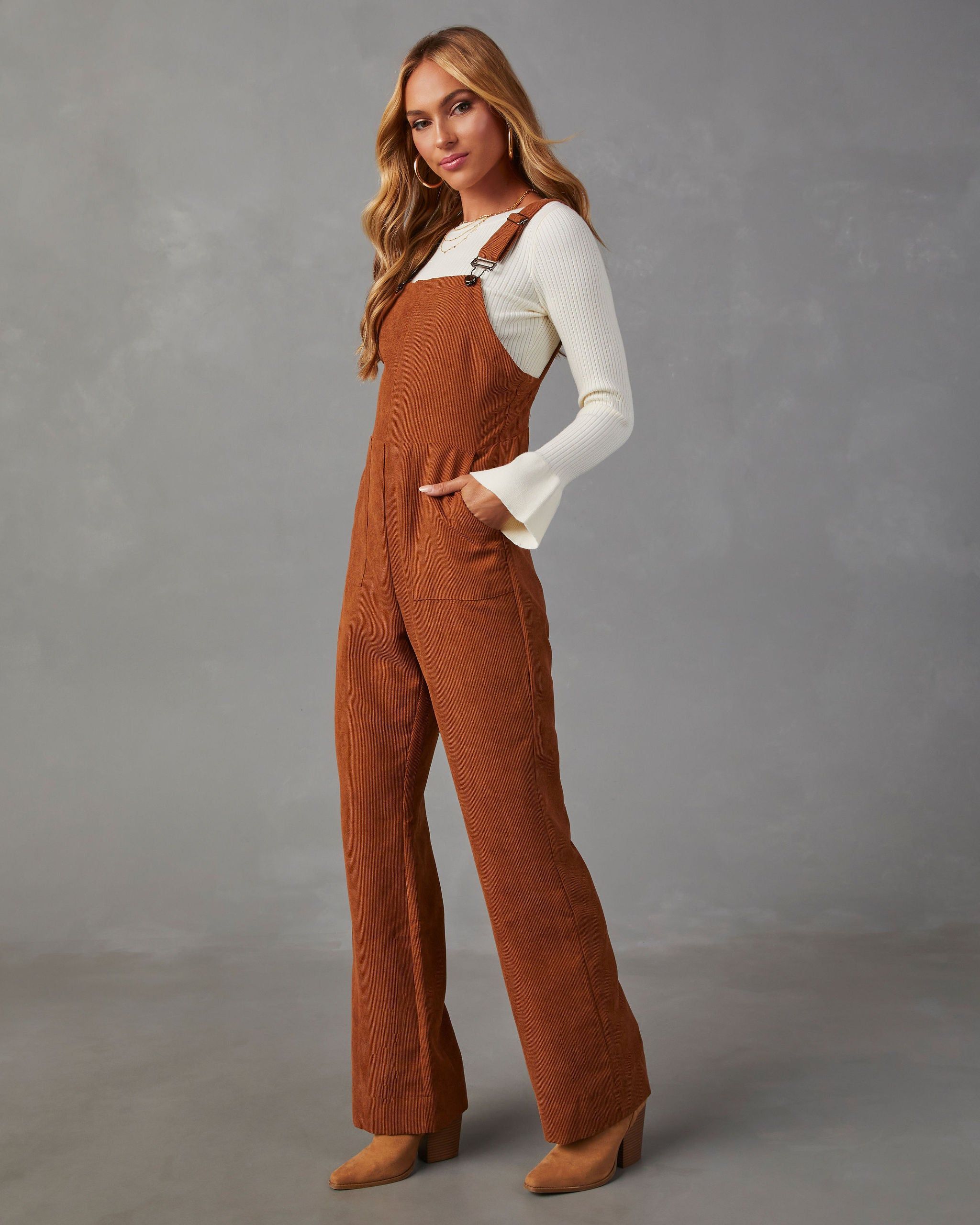 Fall Campfire Corduroy Jumpsuit - Rust sold by Vici product image thumbnail 6