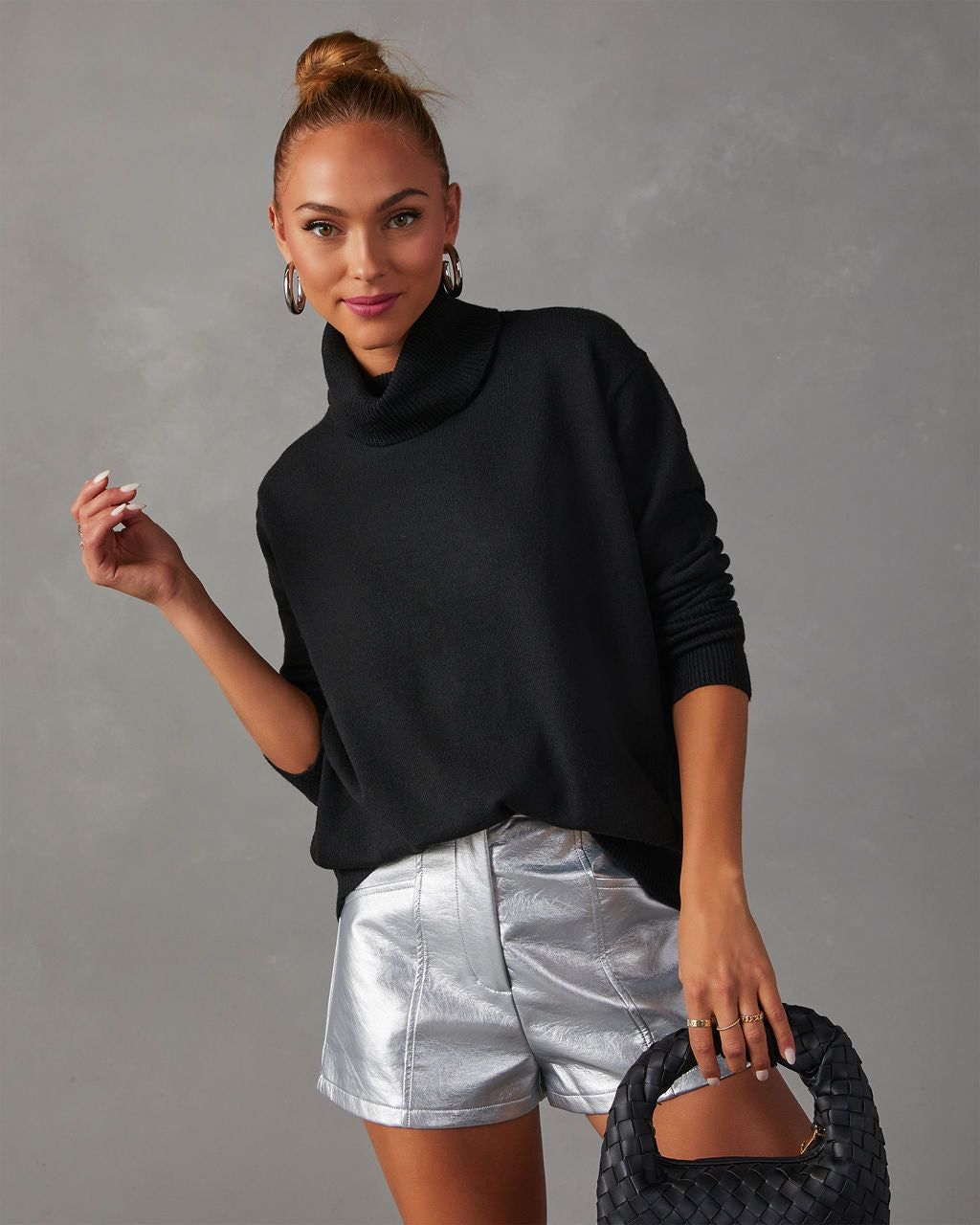 Isadora High Rise Shorts - Metallic Silver sold by Vici product image thumbnail 5