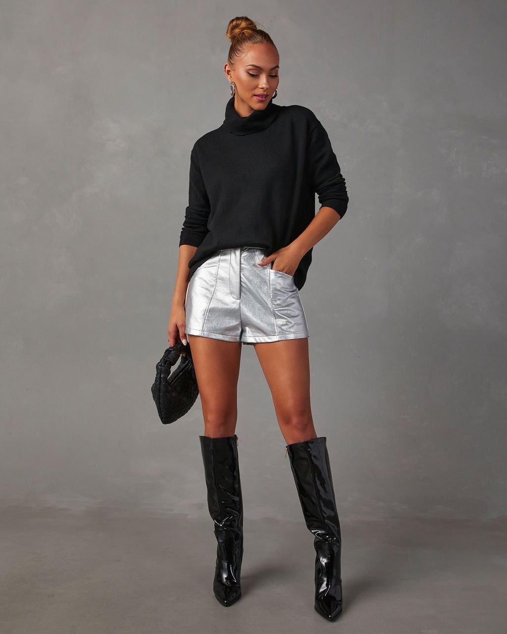 Isadora High Rise Shorts - Metallic Silver sold by Vici product image thumbnail 6