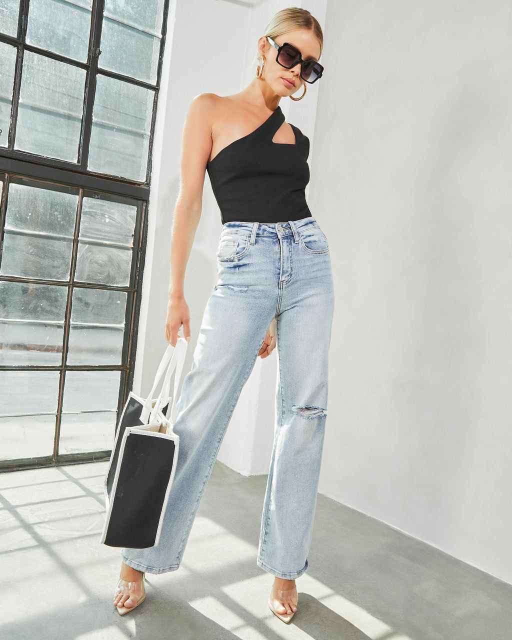 Caresha One Shoulder Cutout Crop Top - Black - FINAL SALE sold by Vici product image thumbnail 3