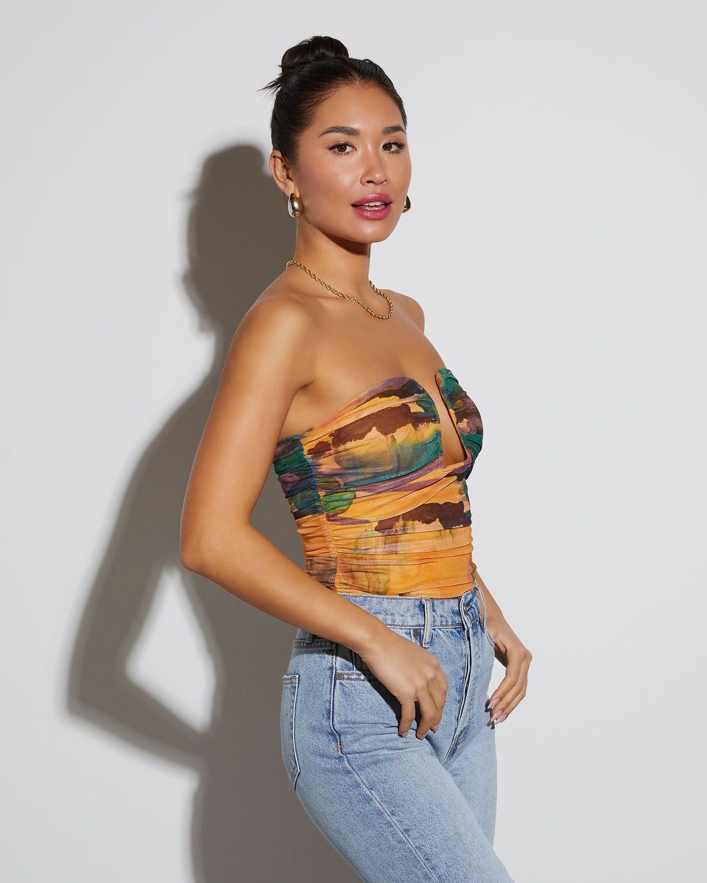 Jazlynn Strapless Ruched Cutout Bodysuit sold by Vici product image thumbnail 4