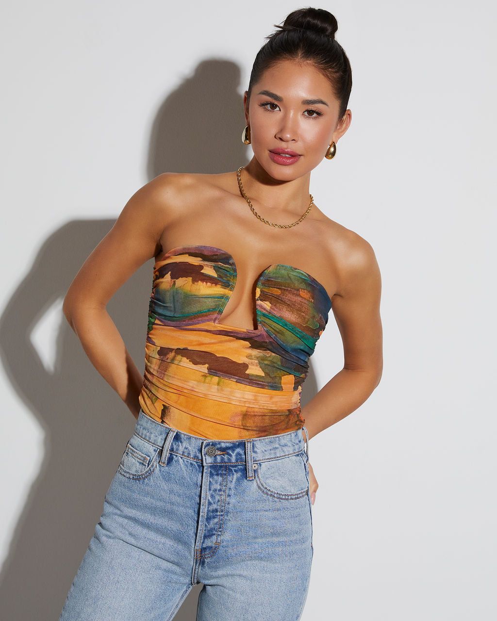 Jazlynn Strapless Ruched Cutout Bodysuit sold by Vici product image thumbnail 2