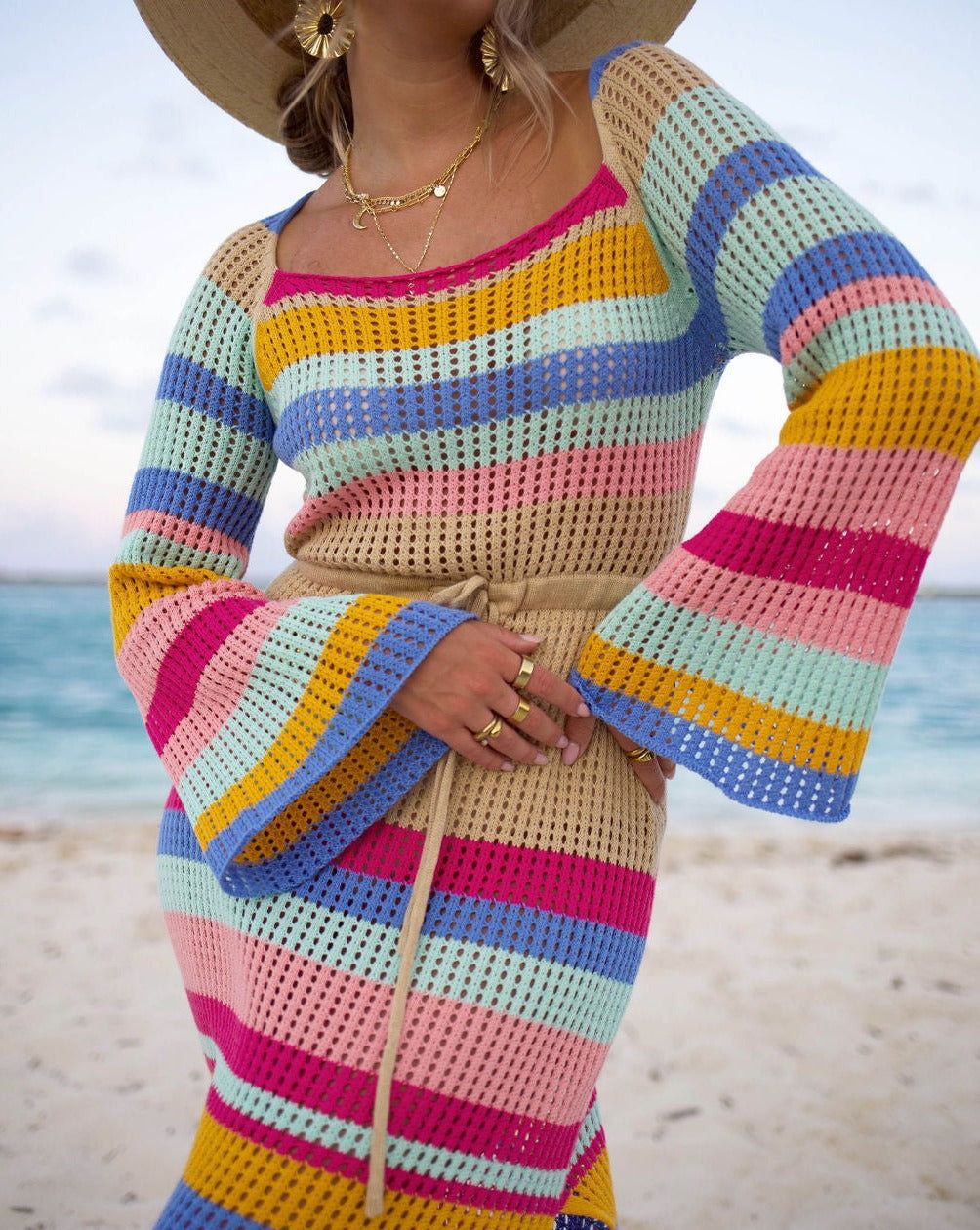 By The Sea Crochet Maxi Cover Up Dress sold by Vici product image thumbnail 3