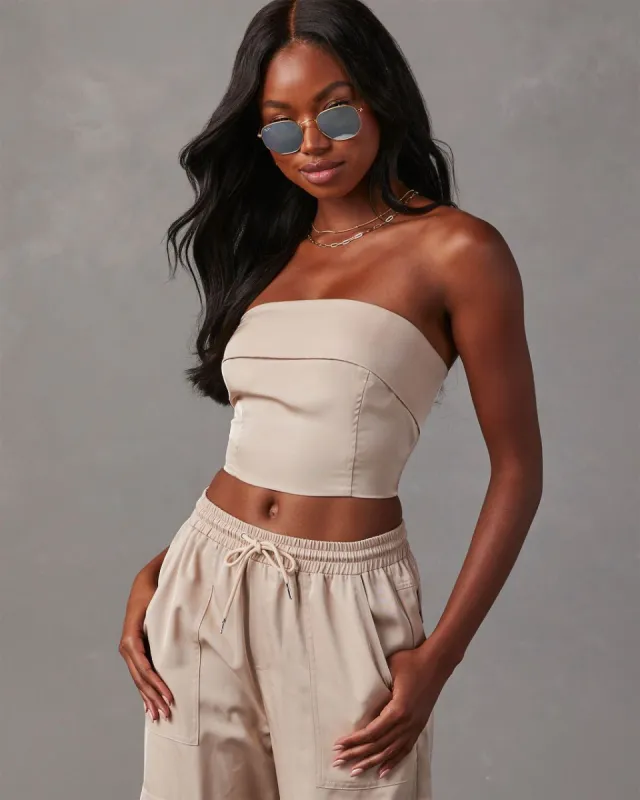 Adrina Strapless Crop Top sold by Vici
