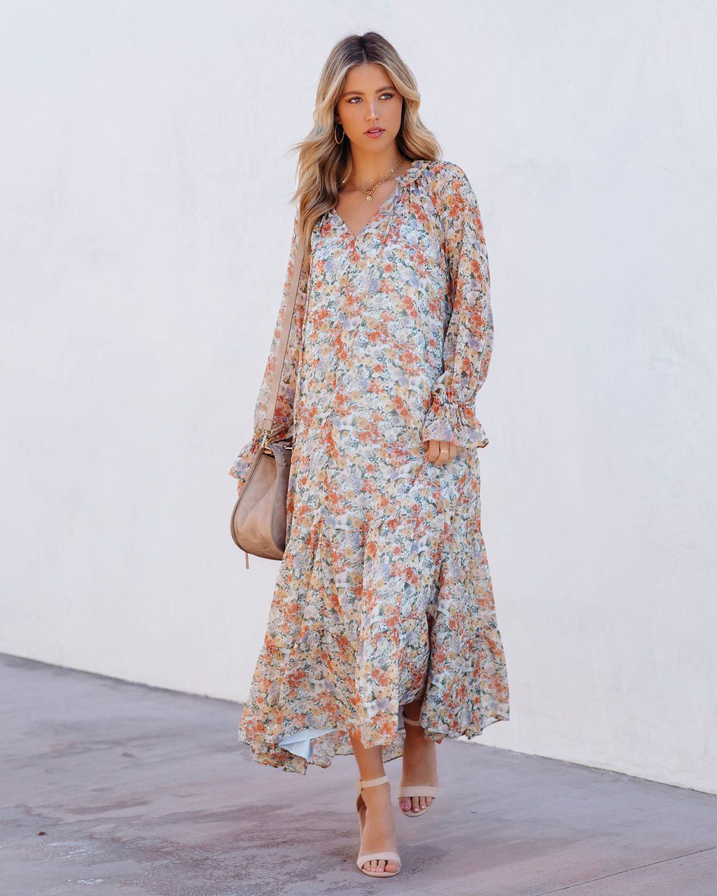 Ditsy Daisy Chiffon Boho Maxi Dress - FINAL SALE sold by Vici
