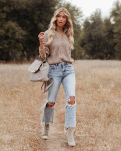 Jacky Half Zip Knit Sweater - Mocha - FINAL SALE sold by Vici