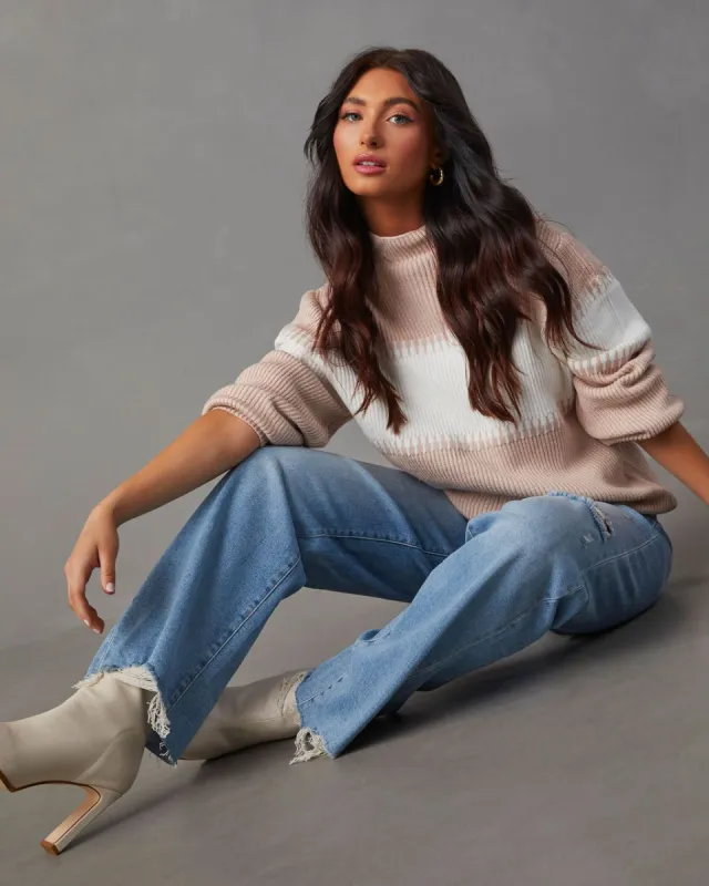 Figueroa Striped Mock Neck Sweater sold by Vici