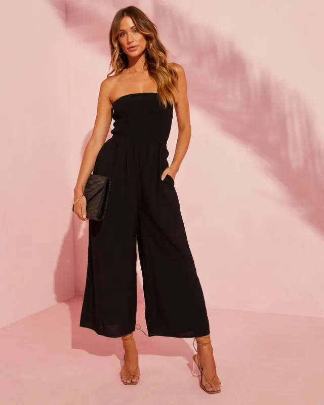 Infinity Smocked Strapless Jumpsuit sold by Vici