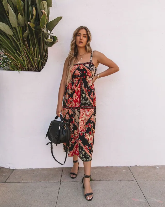 Neverland Tie Back Printed Midi Dress sold by Vici