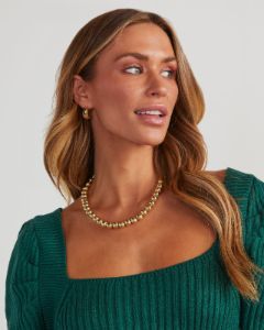 Gleaming Halo Beaded Necklace - Gold sold by Vici
