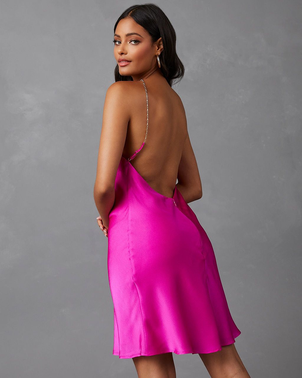 Medici Satin Halter Mini Dress - Magenta - SALE sold by Vici product image thumbnail 2