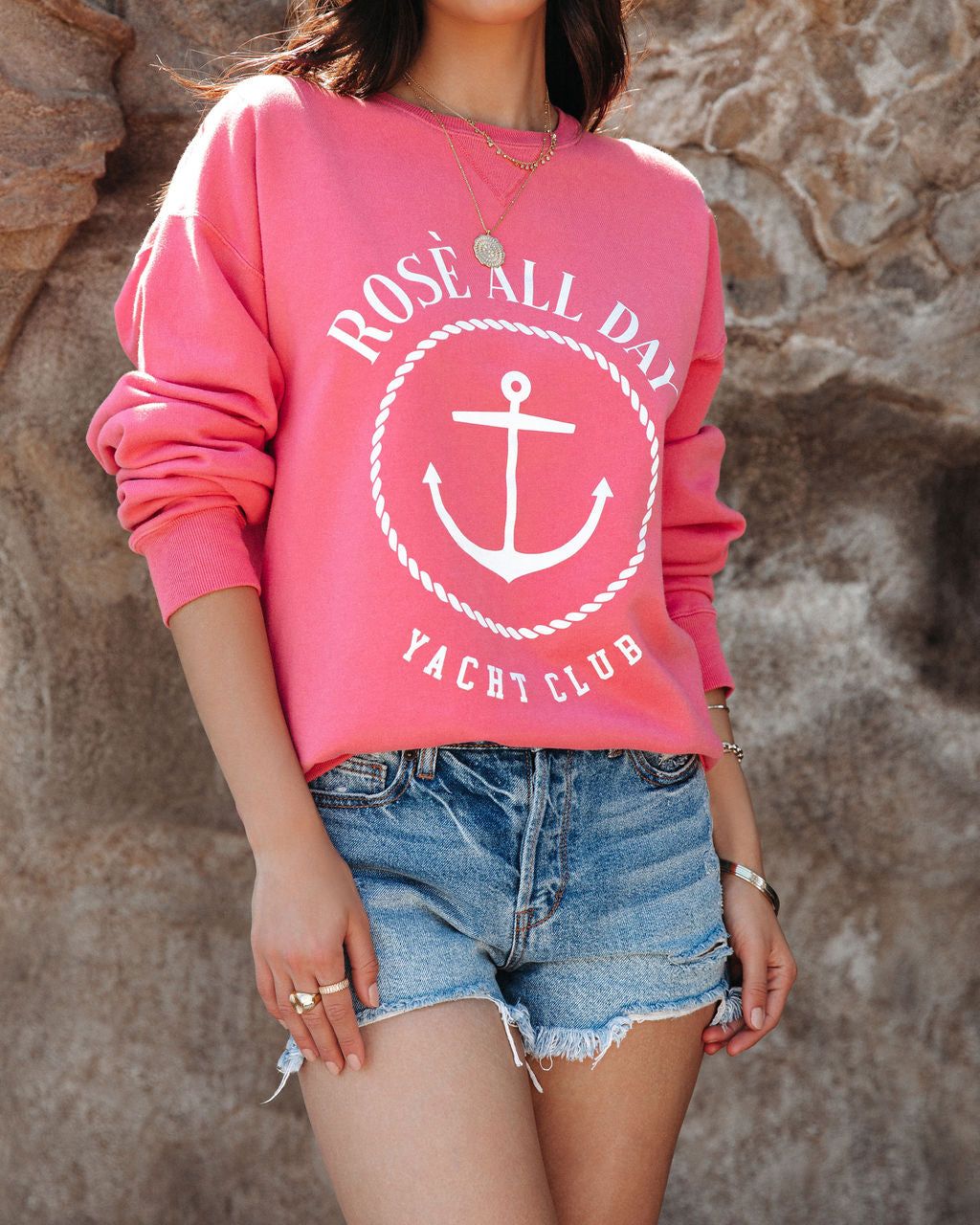 Rose All Day Yacht Club Cotton Blend Sweatshirt - FINAL SALE sold by Vici product image thumbnail 10
