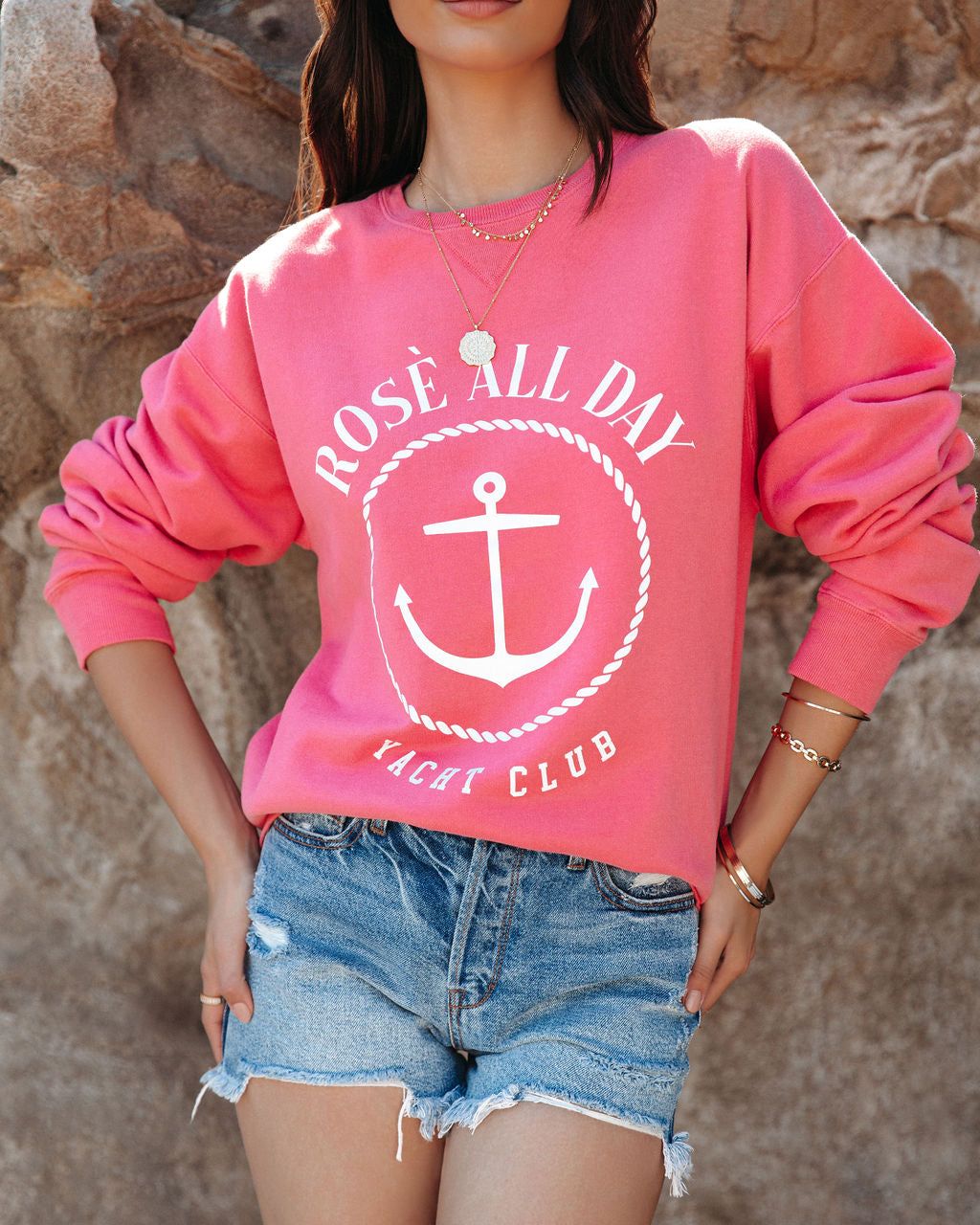 Rose All Day Yacht Club Cotton Blend Sweatshirt - FINAL SALE sold by Vici product image thumbnail 6