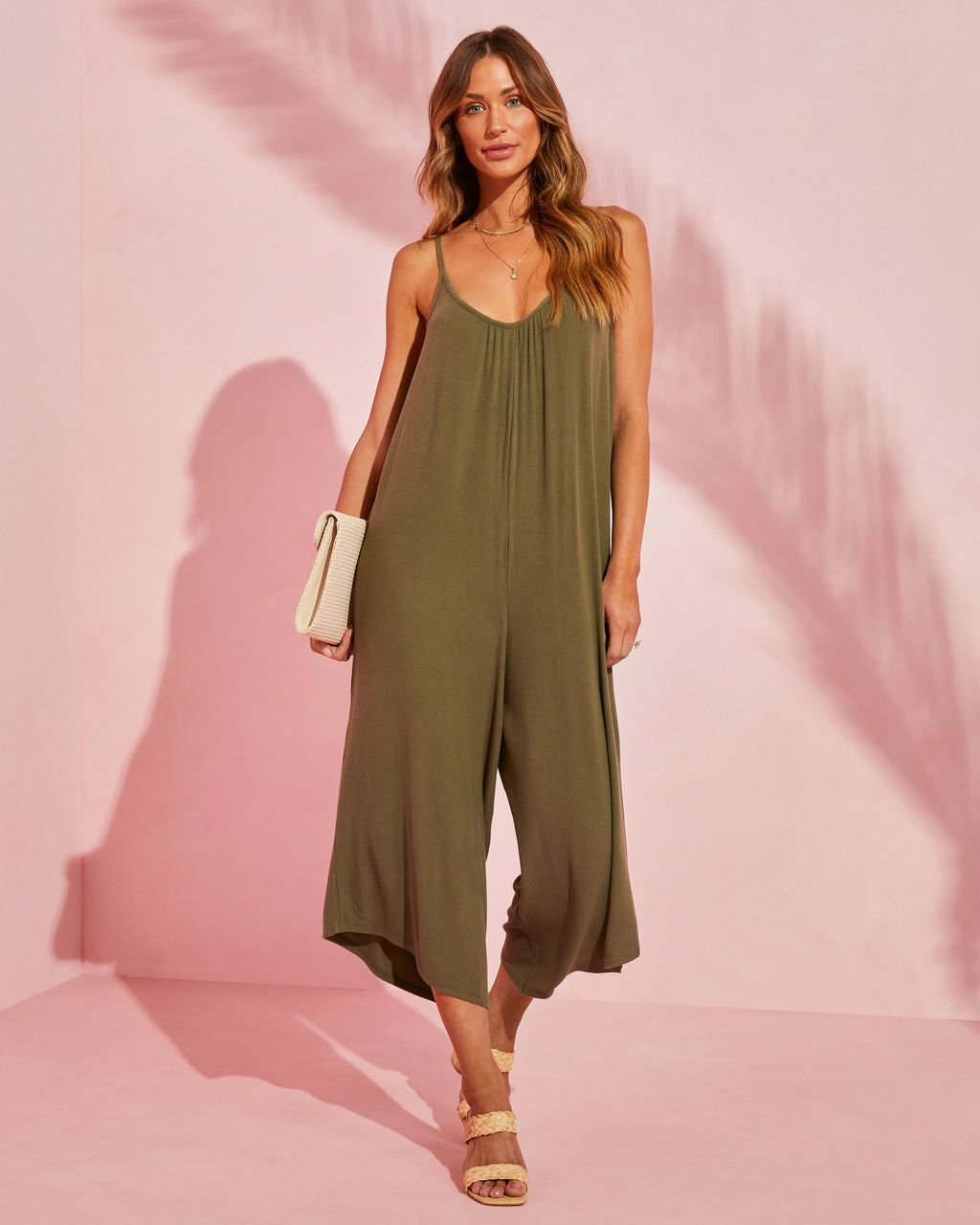 Aliya Relaxed Bamboo Blend Knit Jumpsuit - Olive - FINAL SALE sold by Vici