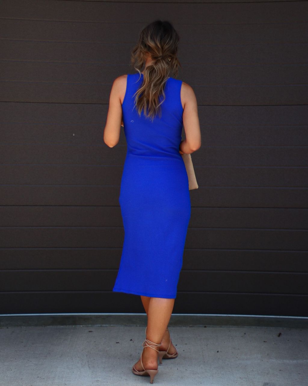 Hillary Ribbed Cotton Blend Midi Dress - Blue - SALE sold by Vici product image thumbnail 2