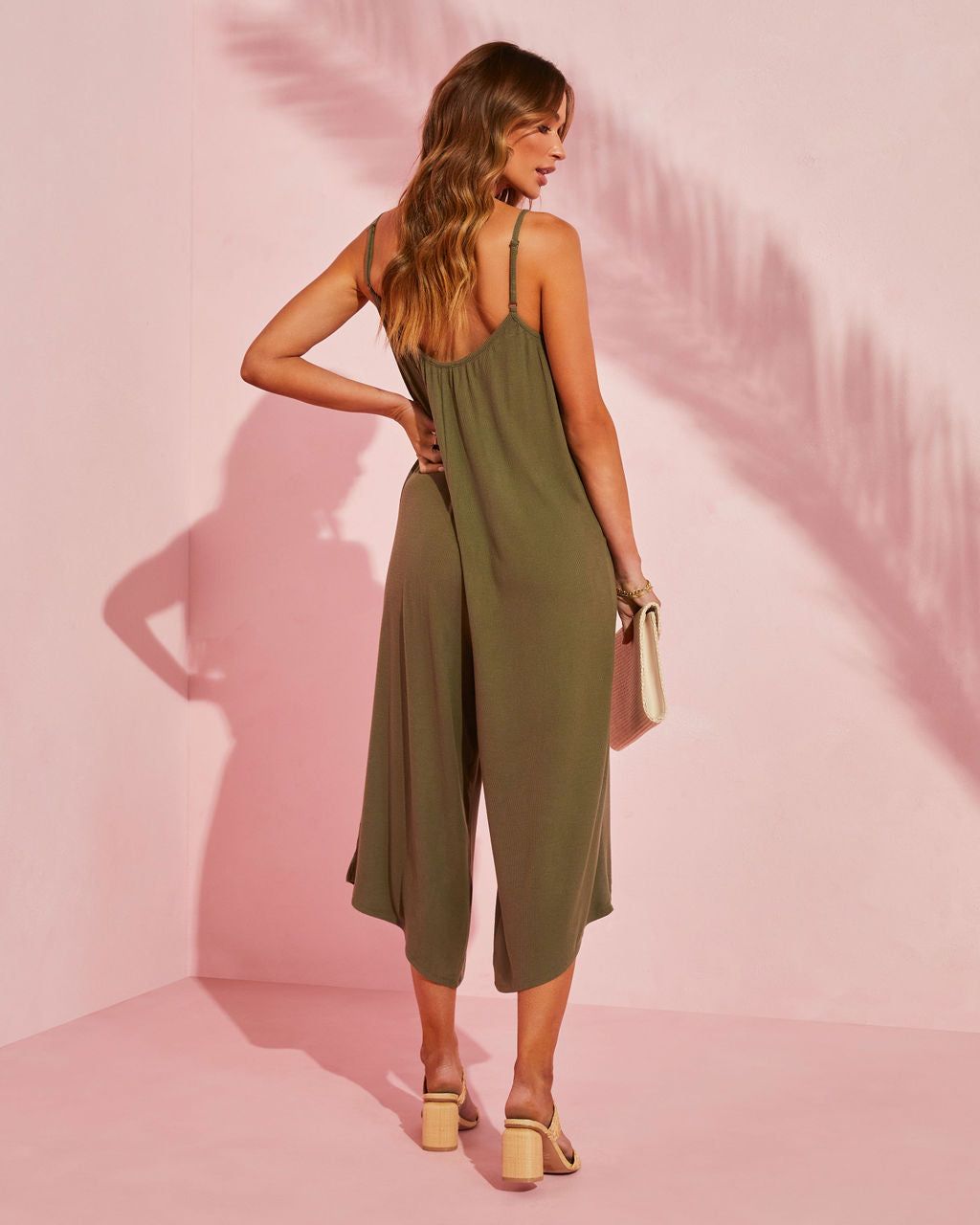 Aliya Relaxed Bamboo Blend Knit Jumpsuit - Olive - FINAL SALE sold by Vici product image thumbnail 2