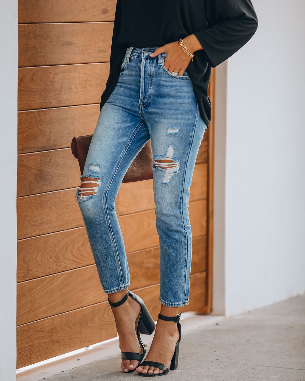 Sofia Distressed High Rise Denim - FINAL SALE sold by Vici