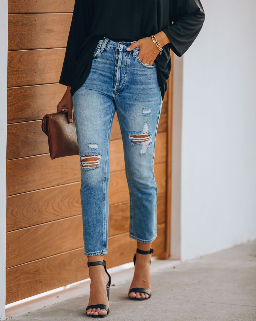 Sofia Distressed High Rise Denim - FINAL SALE sold by Vici product image thumbnail 3