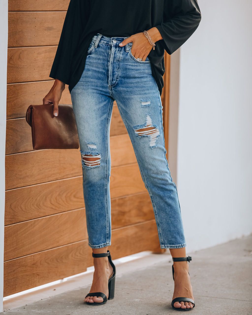 Sofia Distressed High Rise Denim - FINAL SALE sold by Vici product image thumbnail 8