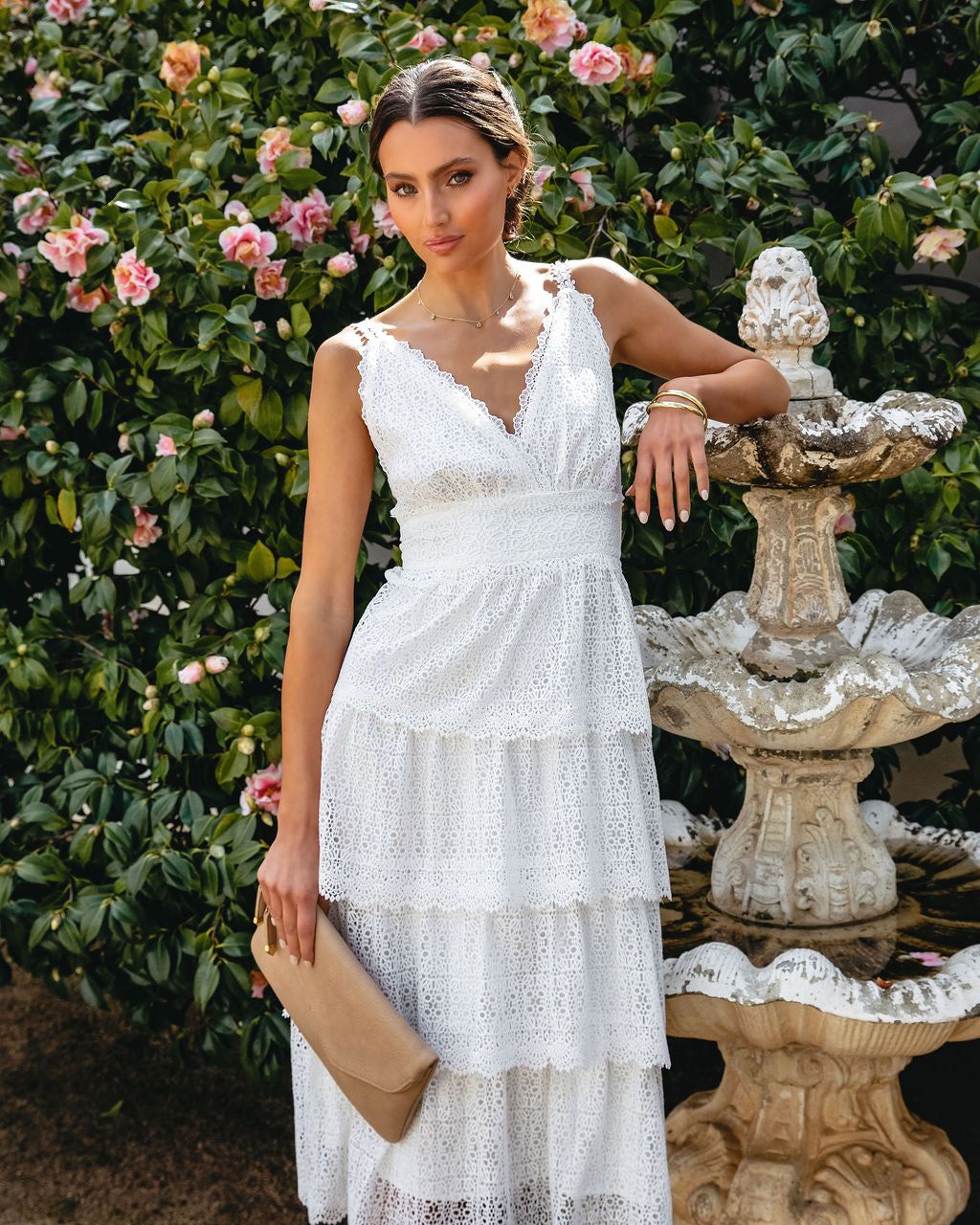 At Last Crochet Lace Tiered Midi Dress - White - FINAL SALE sold by Vici product image thumbnail 3