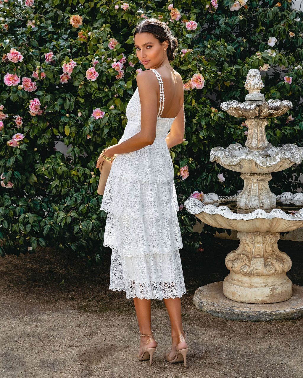 At Last Crochet Lace Tiered Midi Dress - White - FINAL SALE sold by Vici product image thumbnail 4