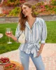 Houston Tie Waist Long Sleeve Button Down Top sold by Vici