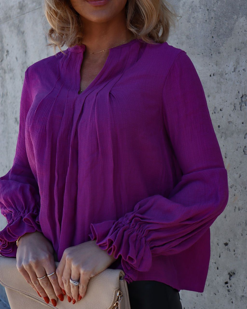Golden Age Ruffle Peasant Top sold by Vici
