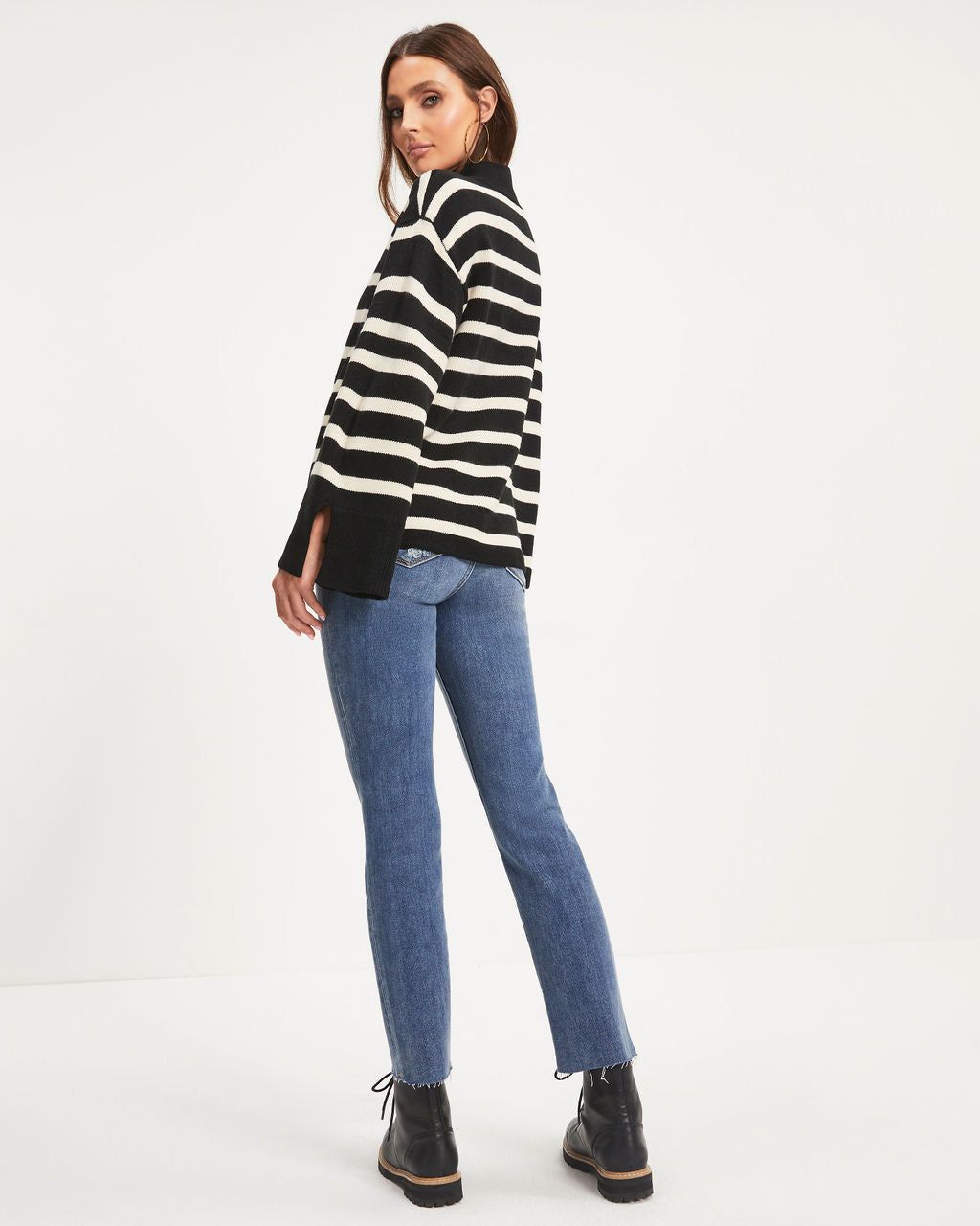 Torres Striped Mock Neck Knit Sweater sold by Vici product image thumbnail 4
