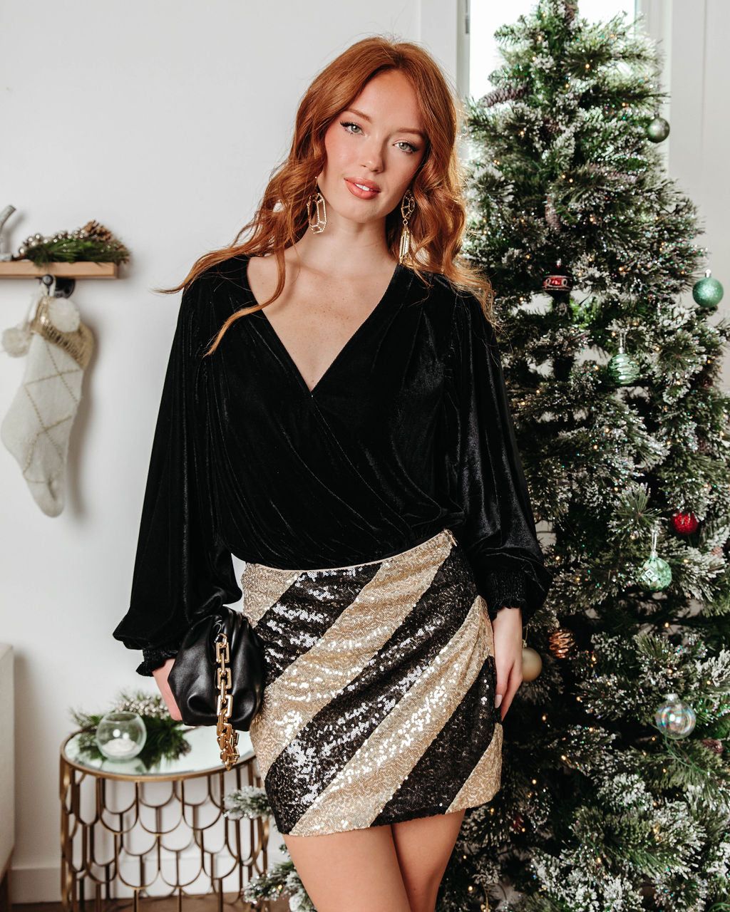 Sweet Surprise Sequin Stripe Mini Skirt - Black/Gold - FINAL SALE sold by Vici product image thumbnail 6