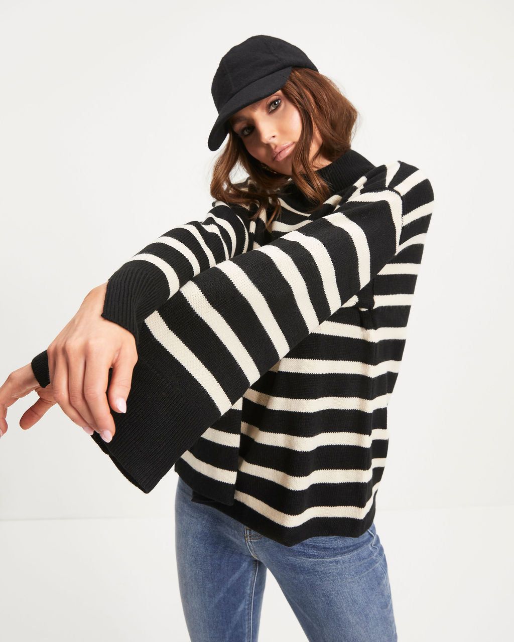 Torres Striped Mock Neck Knit Sweater sold by Vici product image thumbnail 5