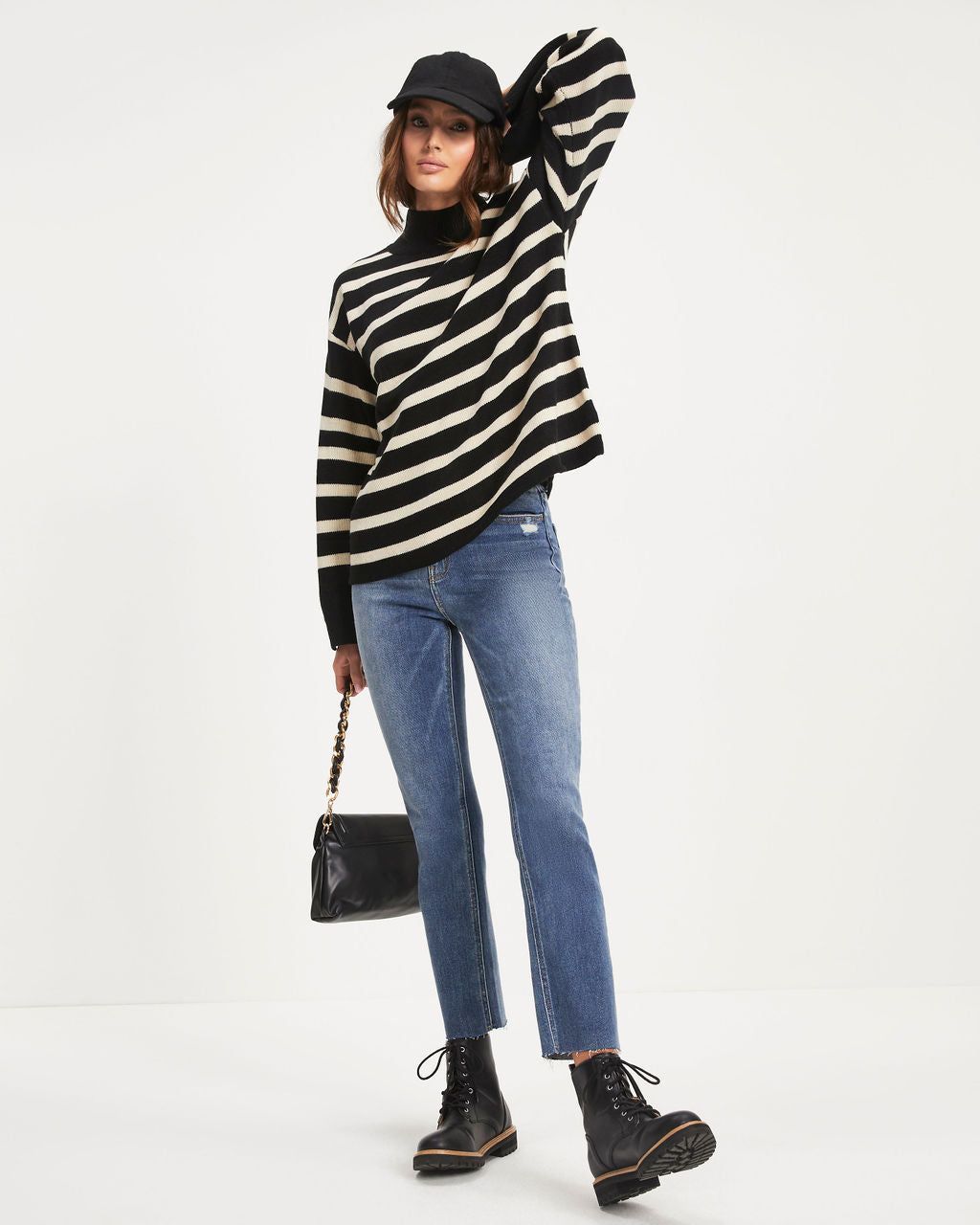 Torres Striped Mock Neck Knit Sweater sold by Vici product image thumbnail 3
