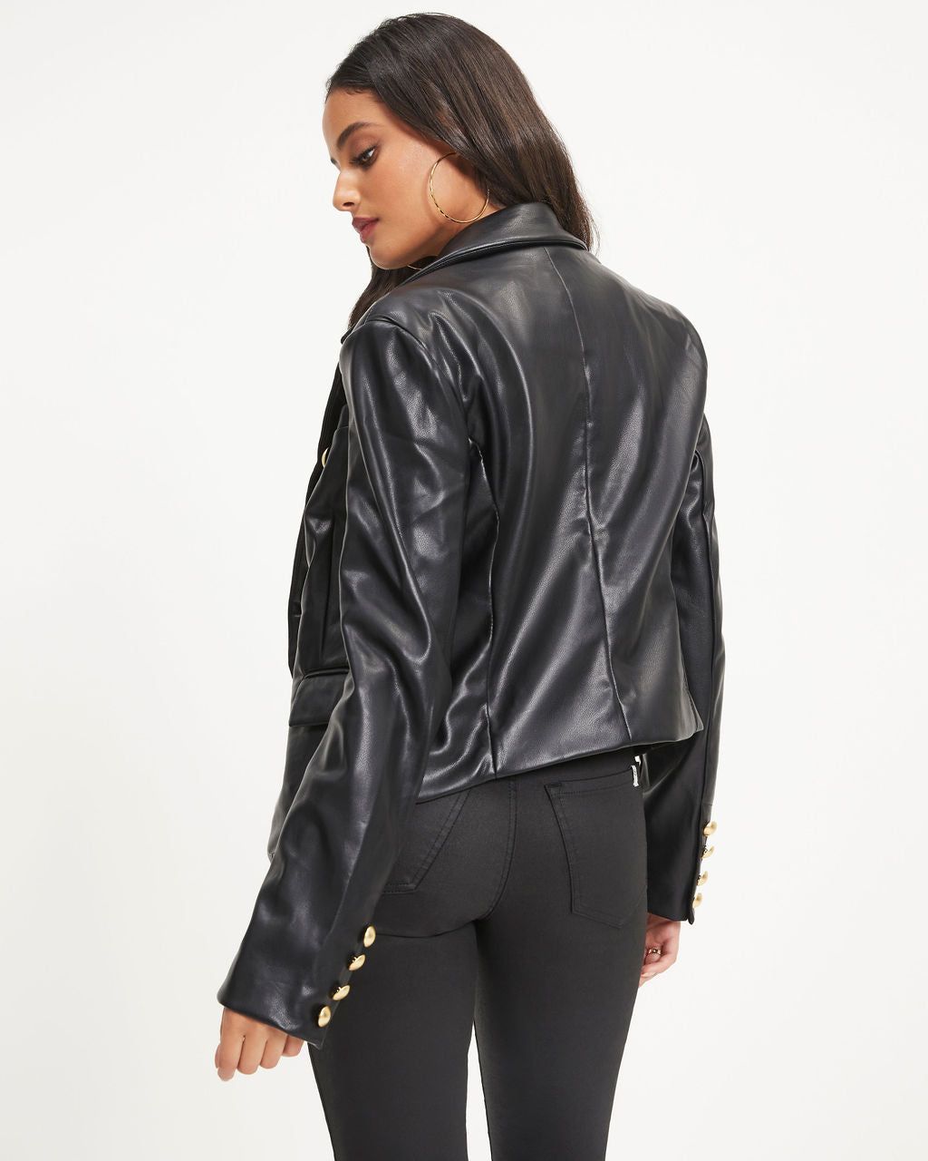 Impress Me Much Pocketed Faux Leather Blazer sold by Vici product image thumbnail 4