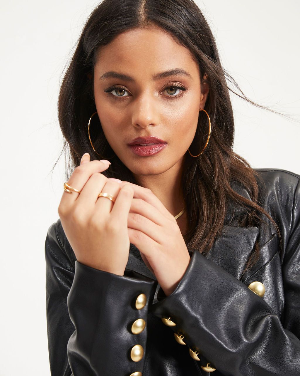 Impress Me Much Pocketed Faux Leather Blazer sold by Vici product image thumbnail 2