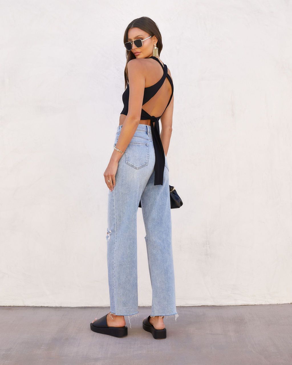 Astoria Back Tie Crop Tank - Black - FINAL SALE sold by Vici product image thumbnail 7