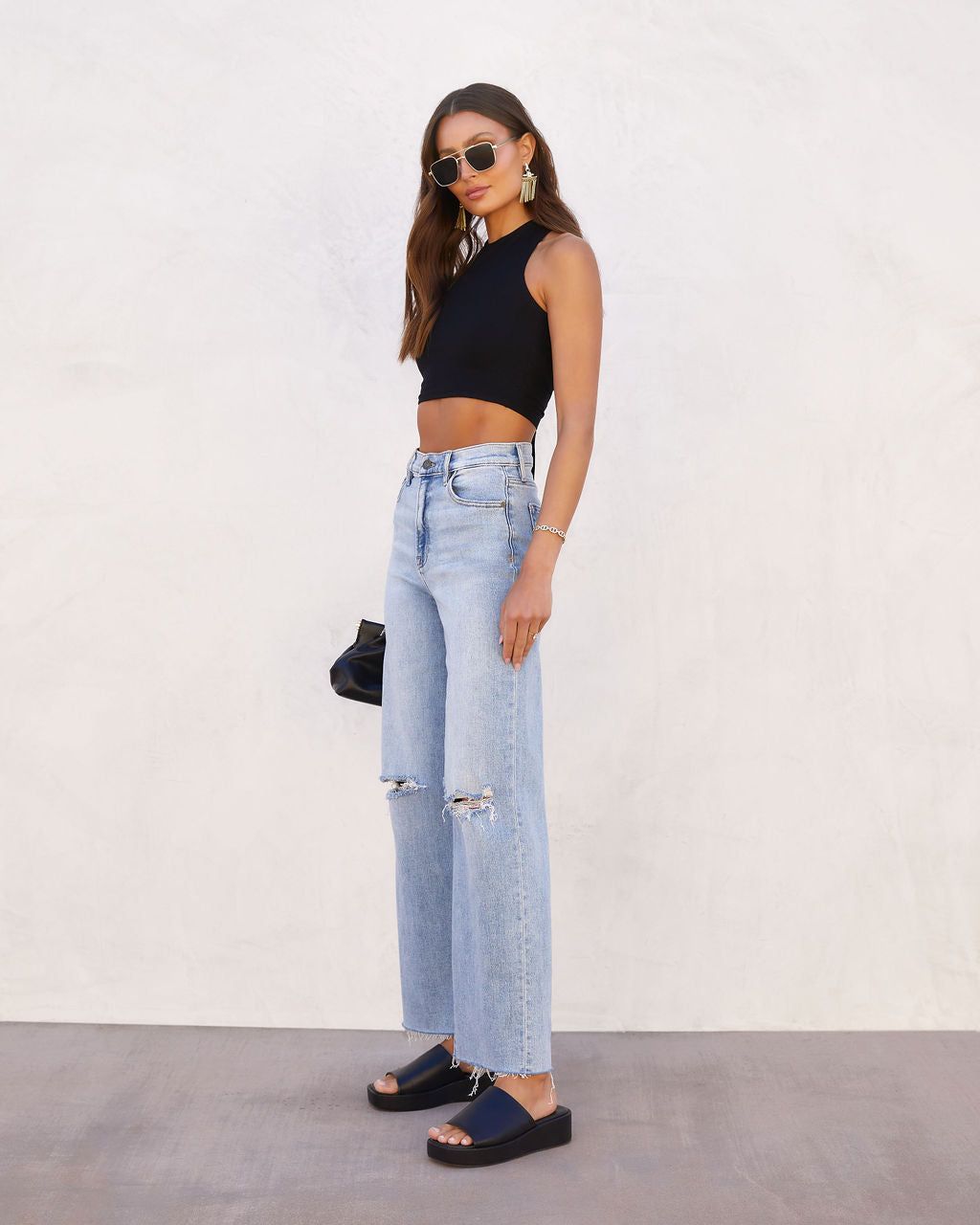 Astoria Back Tie Crop Tank - Black - FINAL SALE sold by Vici product image thumbnail 4