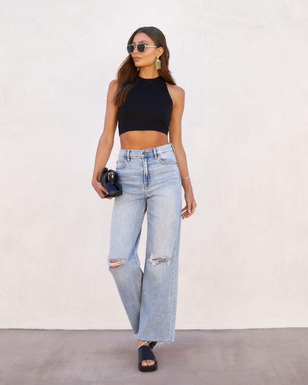 Astoria Back Tie Crop Tank - Black - FINAL SALE sold by Vici product image thumbnail 5