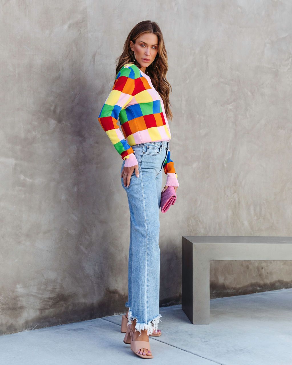 Full Of Dreams Knit Checkered Button Front Cardigan sold by Vici product image thumbnail 5