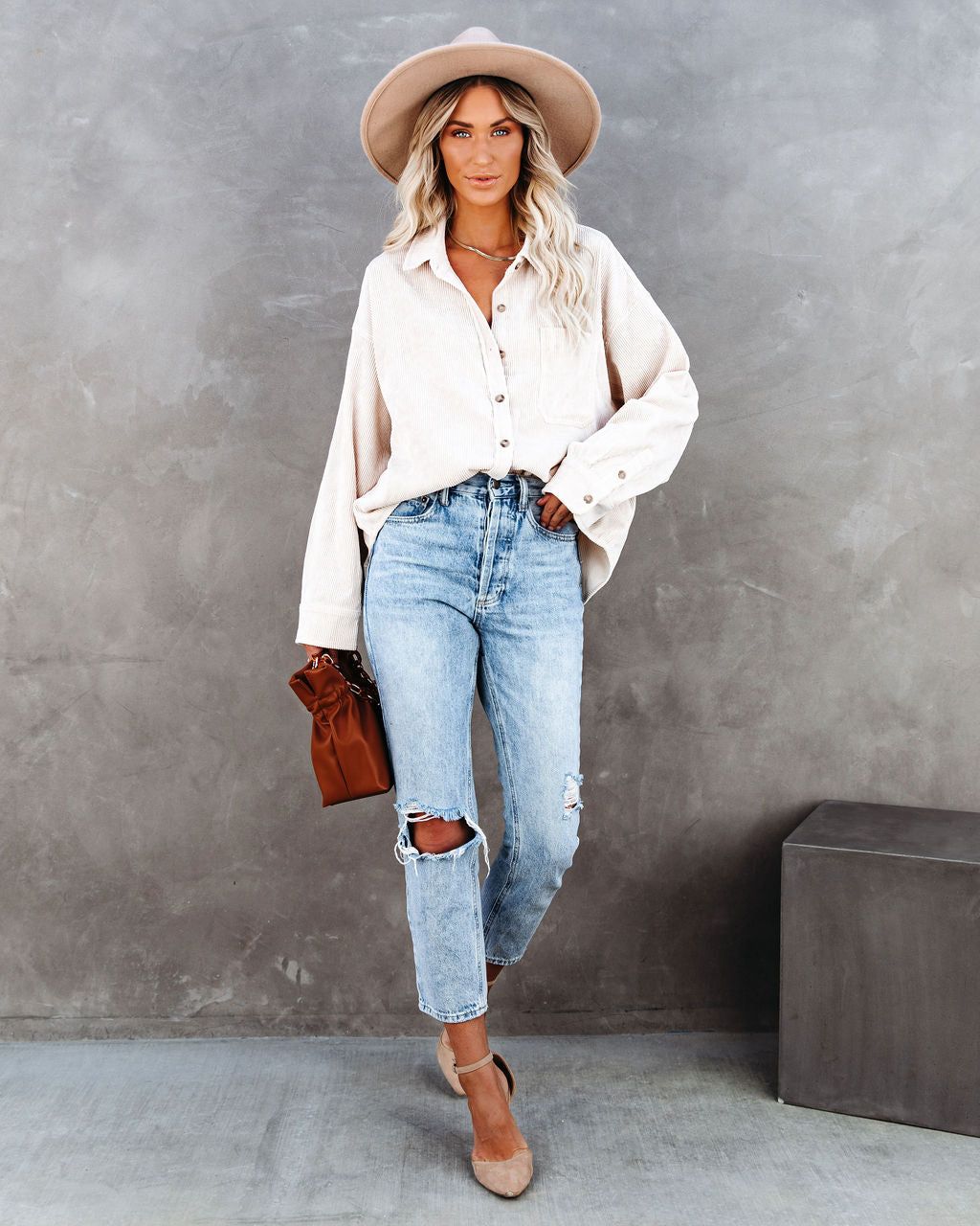 Kamryn Corduroy Button Down Pocket Top - Sand - SALE sold by Vici product image thumbnail 7