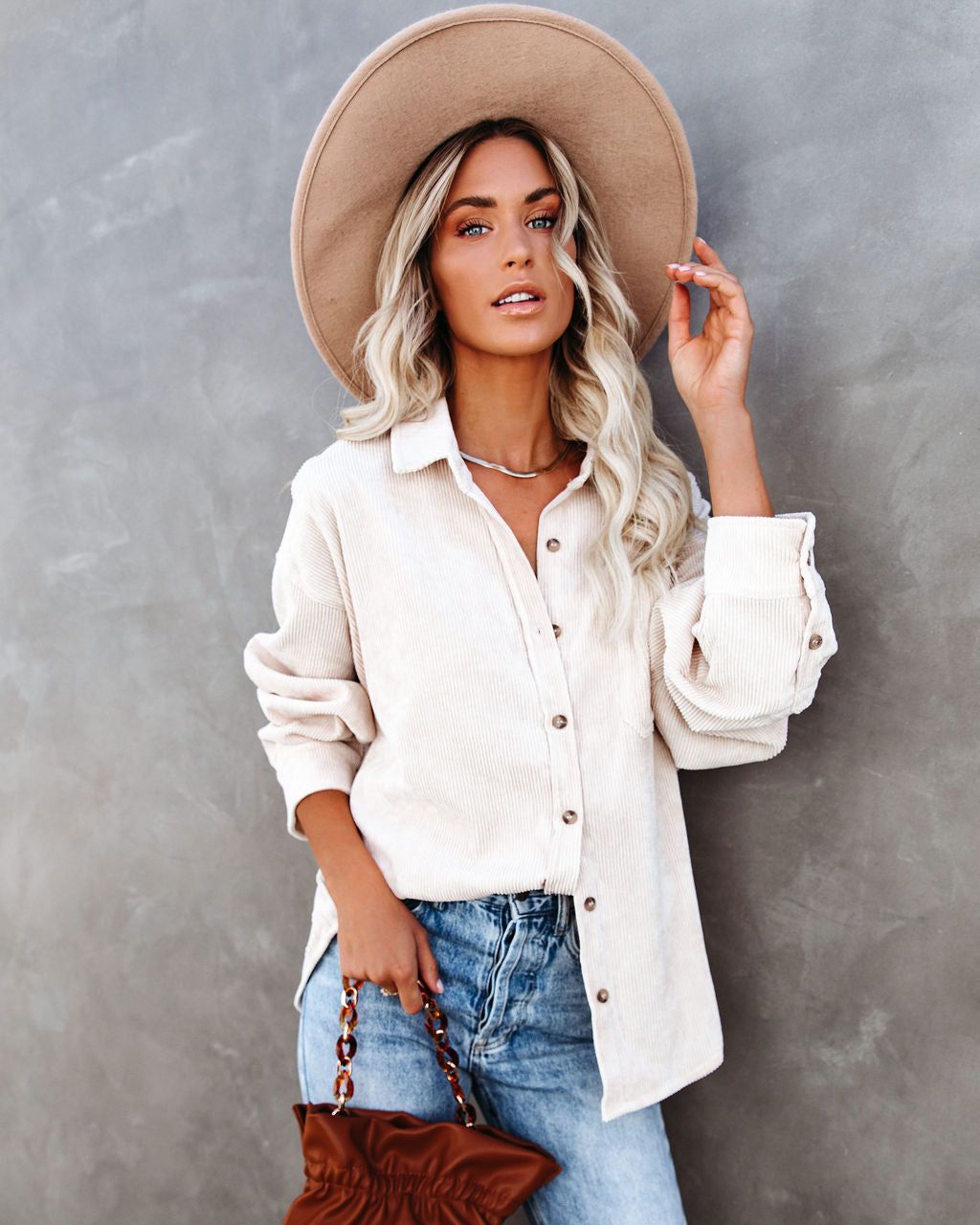 Kamryn Corduroy Button Down Pocket Top - Sand - SALE sold by Vici product image thumbnail 8