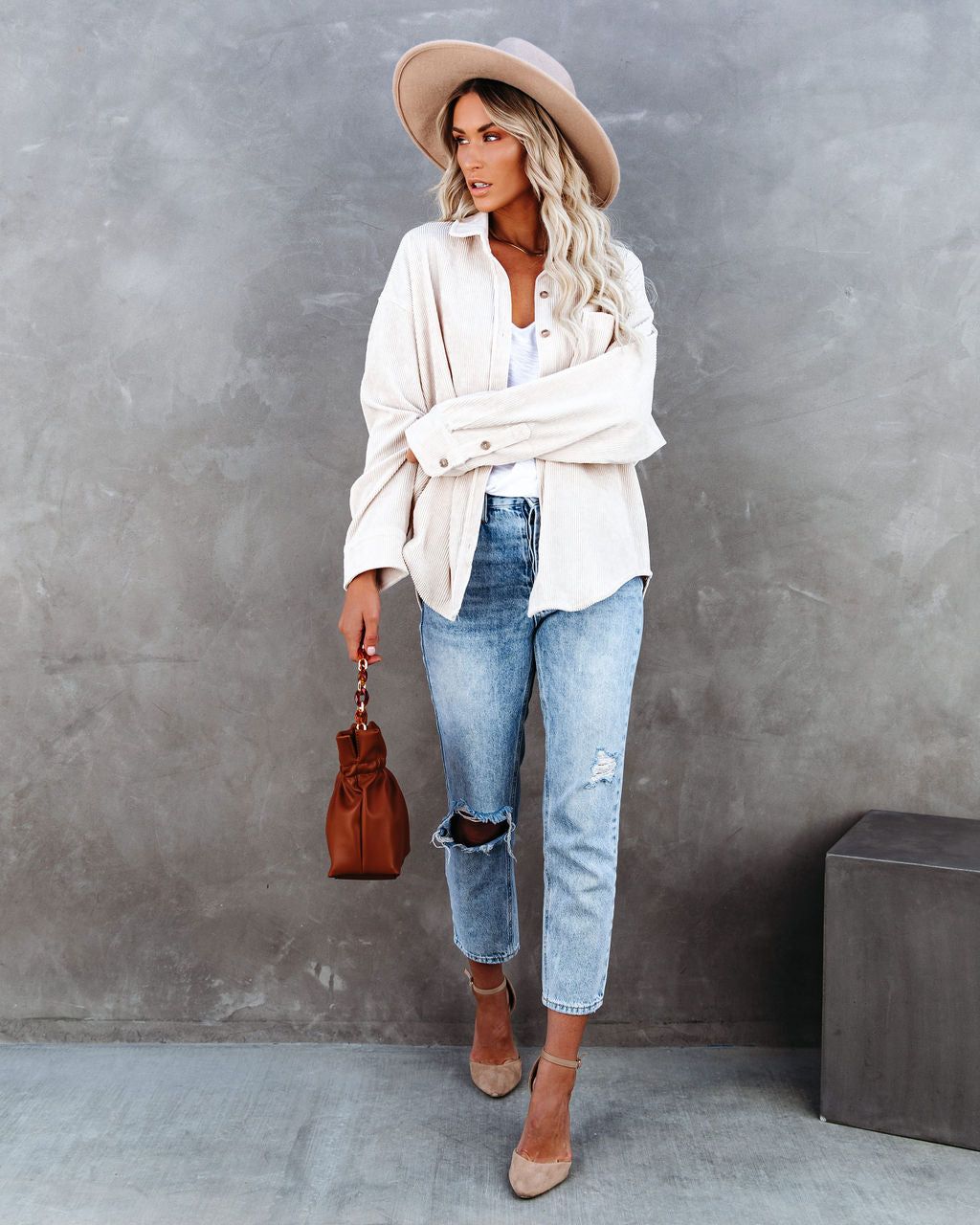 Kamryn Corduroy Button Down Pocket Top - Sand - SALE sold by Vici product image thumbnail 10
