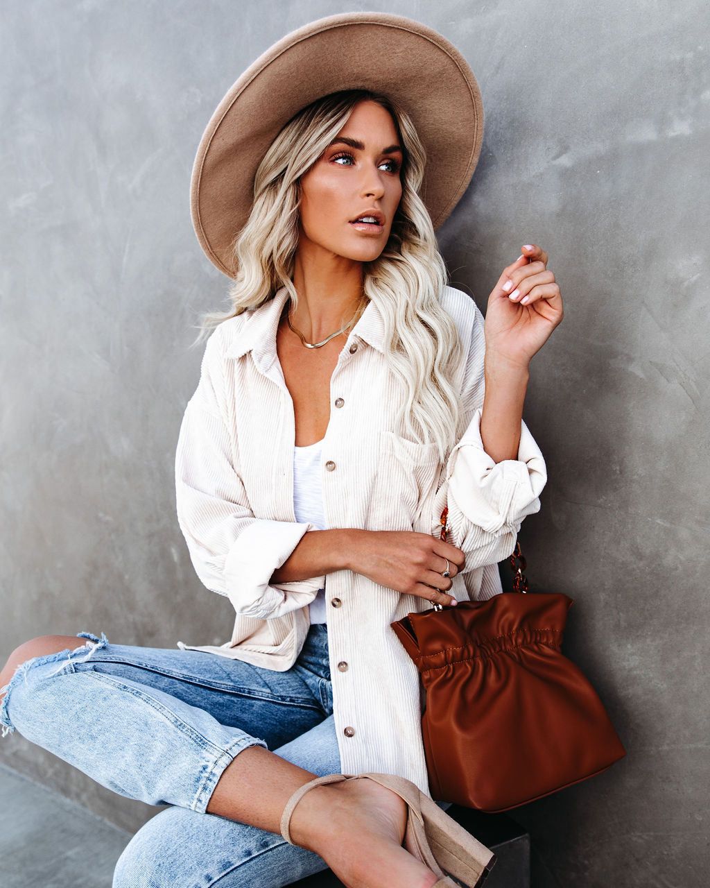 Kamryn Corduroy Button Down Pocket Top - Sand - SALE sold by Vici product image thumbnail 11