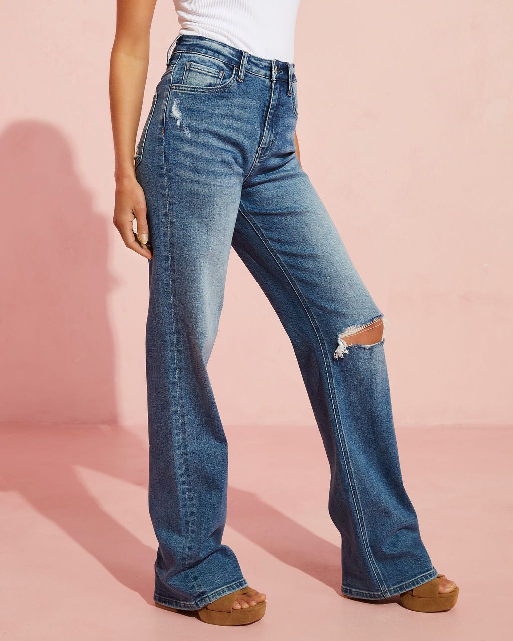 Paltrow High Rise Distressed Jeans - Dark Wash - SALE sold by Vici product image thumbnail 5