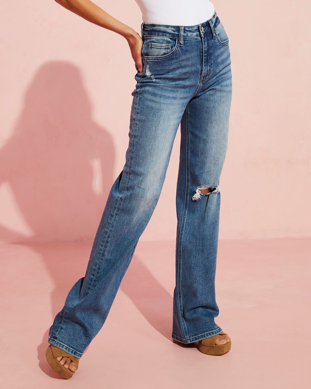 Paltrow High Rise Distressed Jeans - Dark Wash - SALE sold by Vici product image thumbnail 7