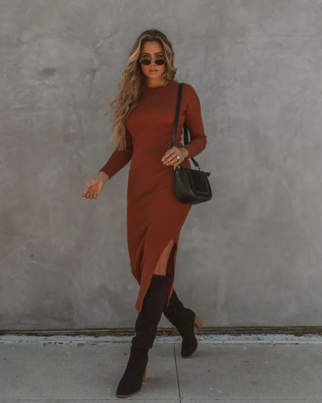 Caleb Ribbed Knit Midi Dress - Caramel - FINAL SALE sold by Vici
