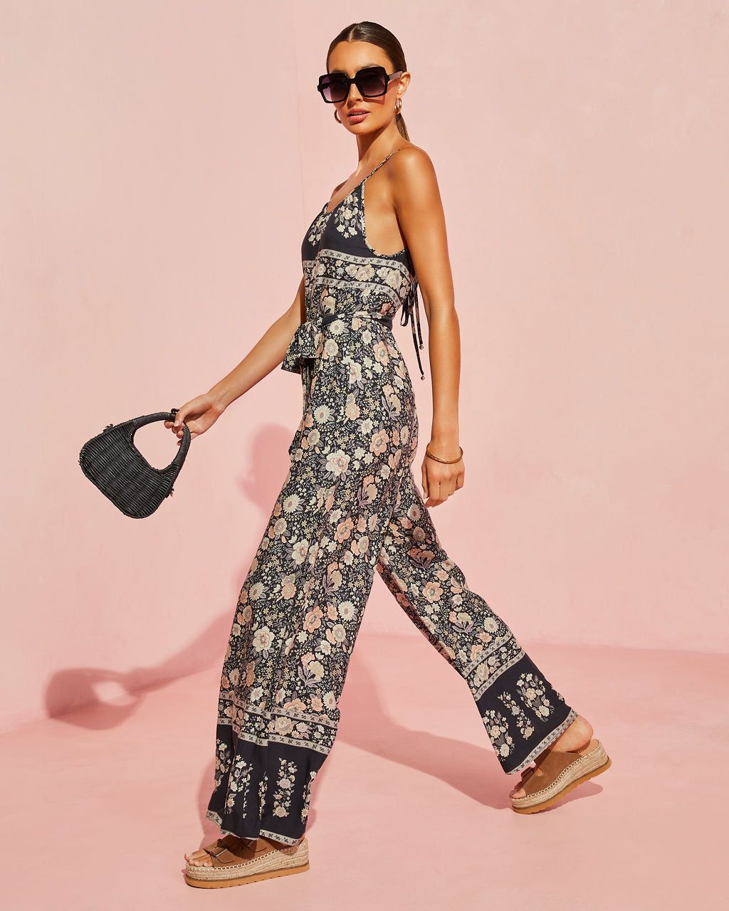Hewitt Floral Wide Leg Jumpsuit sold by Vici product image thumbnail 4