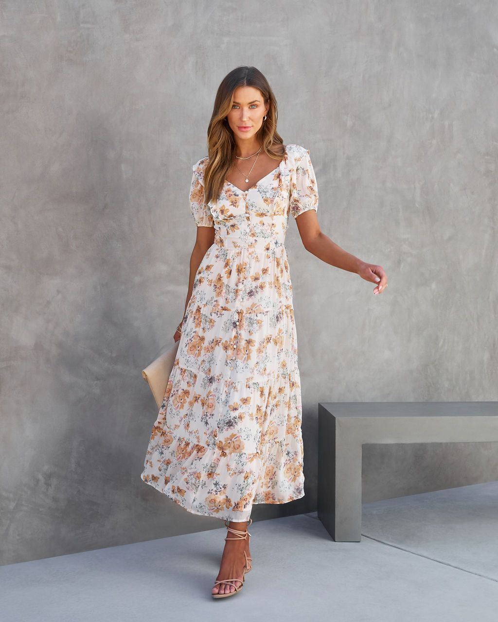 Philippa Floral Tiered Maxi Dress - FINAL SALE sold by Vici product image thumbnail 5