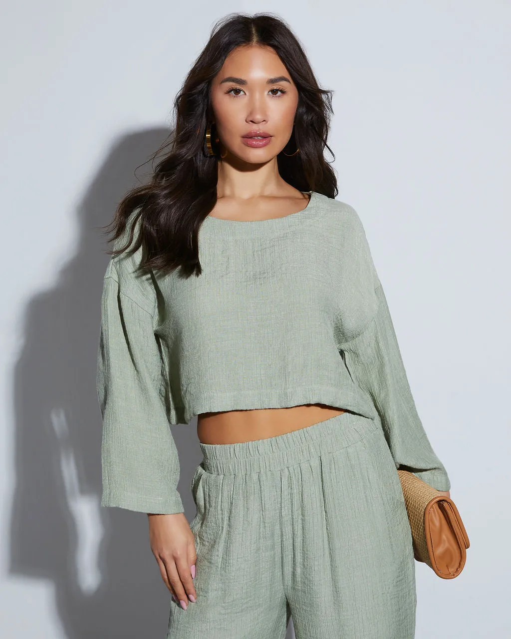 London Long Sleeve Crop Top sold by Vici